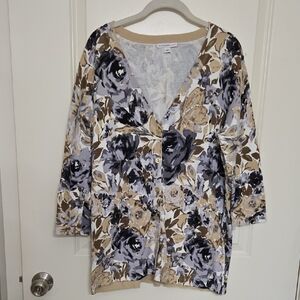 Isaac Mizrahi Floral Button-Down Shirt - Black, Gray, Tan